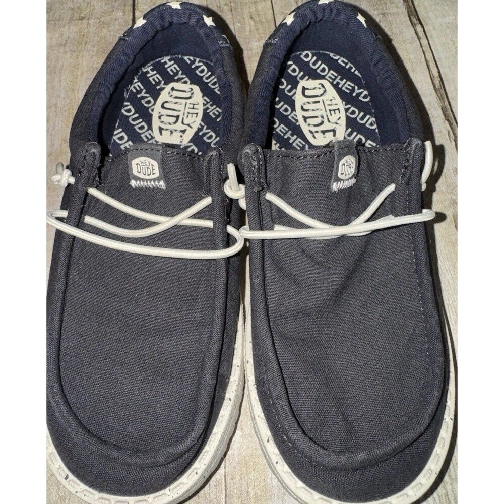 Kids Hey Dudes Navy Blue With Stars And Stripes (Size YT2) Very Clean